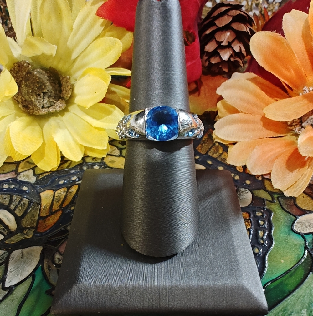 Sapphire (Faux) Gemstone Fashion Ring -  Size 8